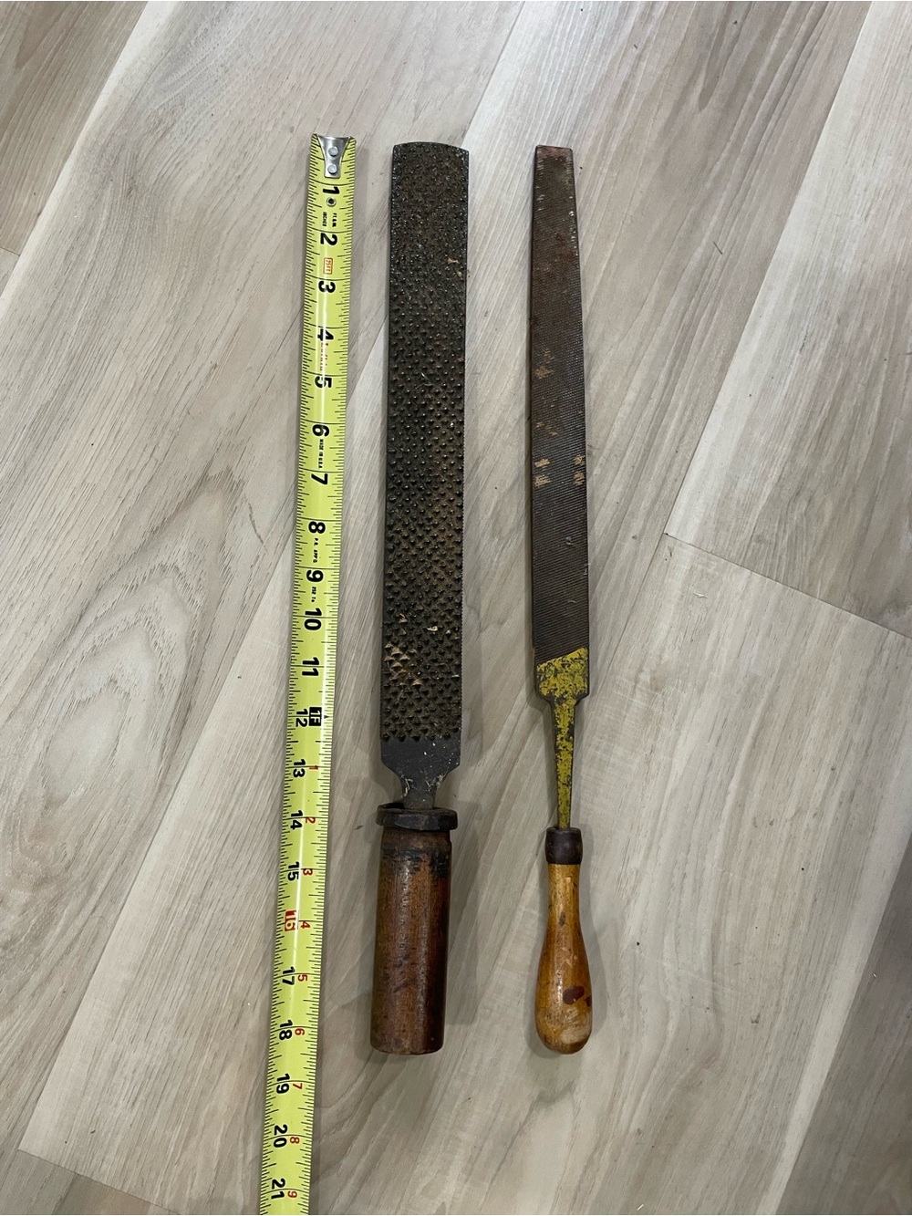 2 vintage wood steel mill bastard files